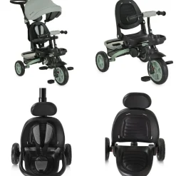 Byox Tricycle Explore 3 in 1 Dreirad umkehrbarer Sitz Schiebegriff Körbe Pedale hellgrün