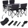 Campingset MCW-Q39, Tisch 4x Stuhl Klappstuhl Anglerstuhl faltbar, Metall Stoff ~ schwarz