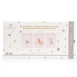 Cangaroo Baby Gipsabdruck 3D Hand- und Fußabdruckset, Fotorahmen aus Holz weiß