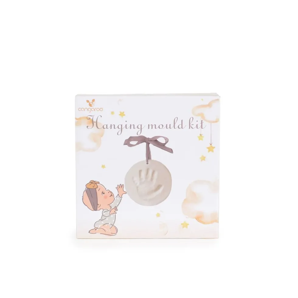 Cangaroo Baby Handabdruck-Bausatz Anhänger Ausstecher Durchmesser 16cm Holzrolle weiß