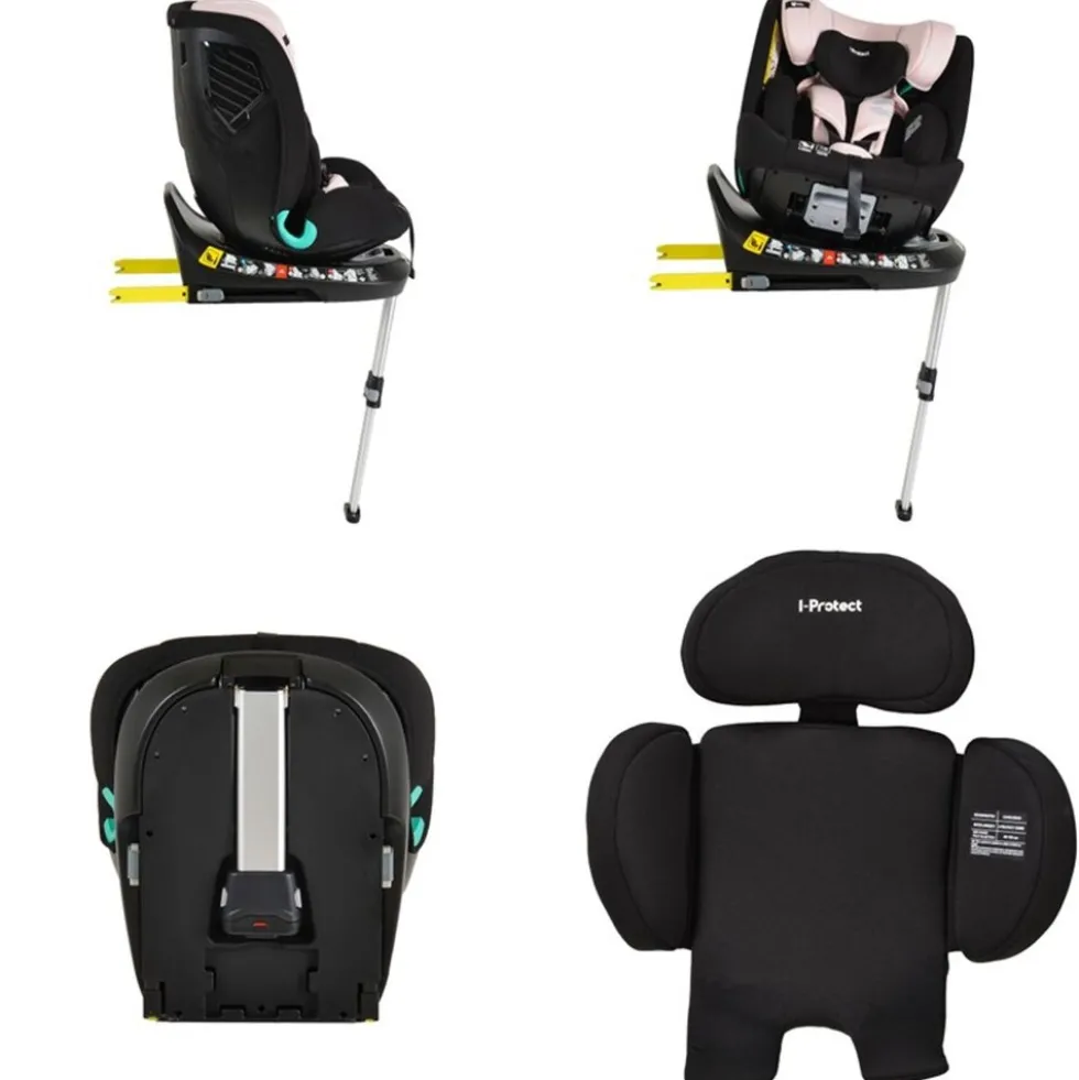Cangaroo Kindersitz i-Protect i-Size (40-150cm) Gruppe 0+/1/2/3 Stützfuß Isofix rosa