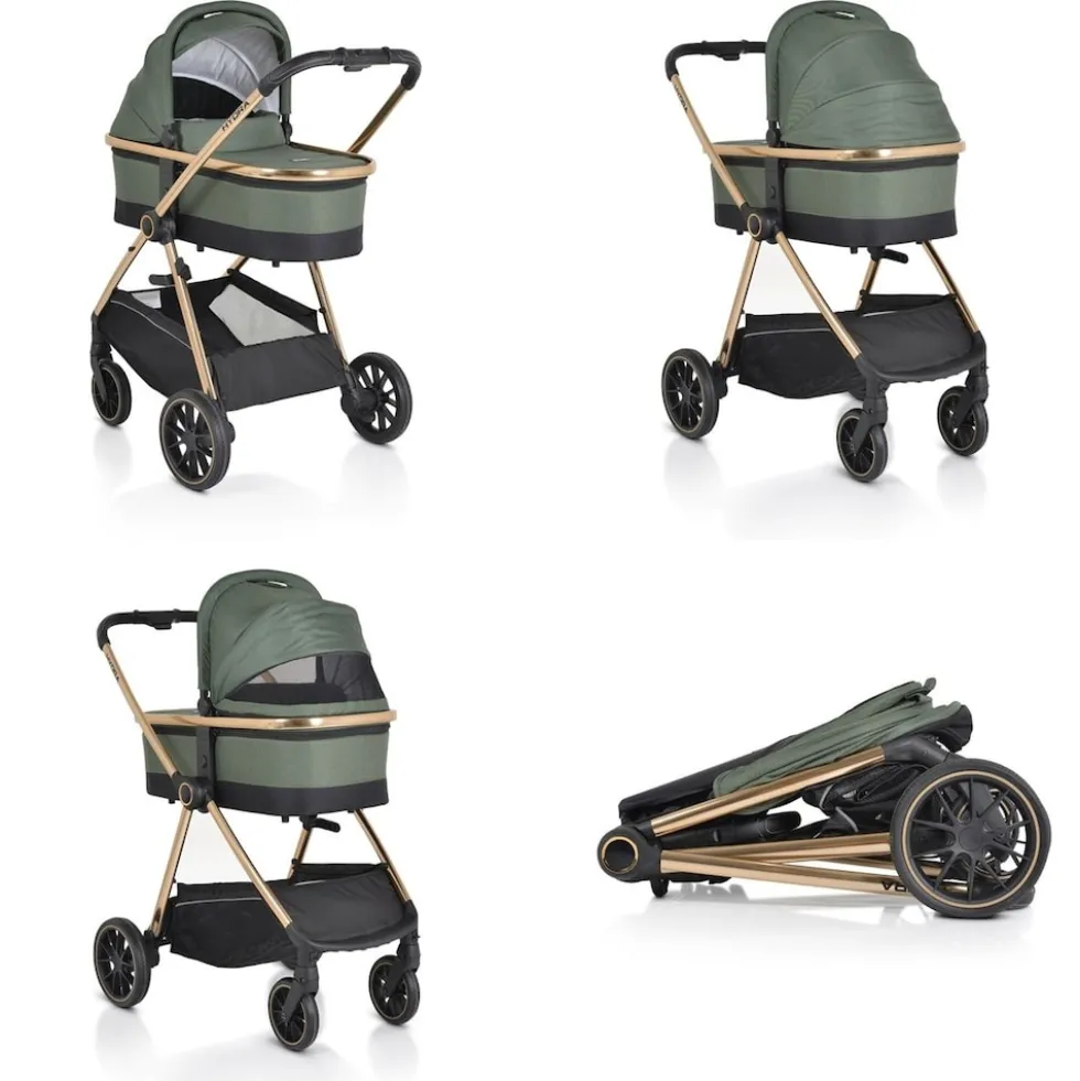 Cangaroo Kinderwagen 2 in 1 Hydra Babywanne Sportsitz Fußabdeckung Moskitonetz grün