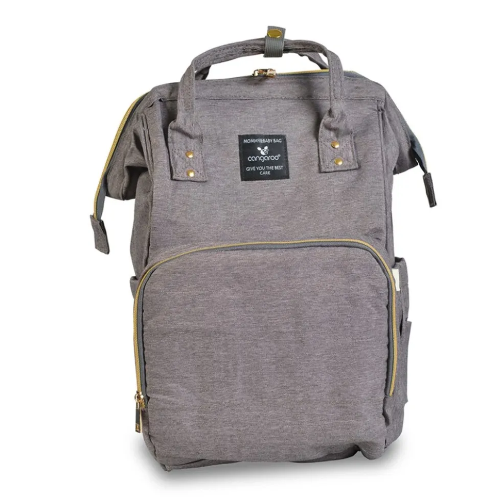 Cangaroo Kinderwagentasche Amelia, Rucksack Hauptfach, Seitenfächer Tragegriffe grau