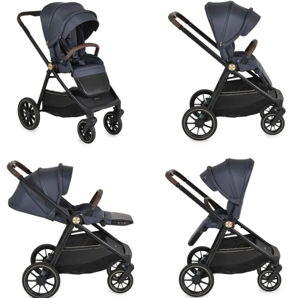 Cangaroo Kombikinderwagen Celebrity 2 in 1 Stoßdämpfer PU-Rollen Wickeltasche dunkelgrau