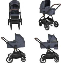 Cangaroo Kombikinderwagen Celebrity 2 in 1 Stoßdämpfer PU-Rollen Wickeltasche dunkelgrau