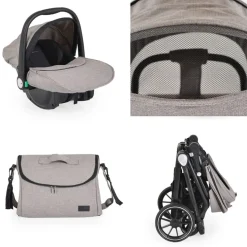 Cangaroo Kombikinderwagen 3 in 1 Christiano Babywanne Babyschale klappbar Tasche beige