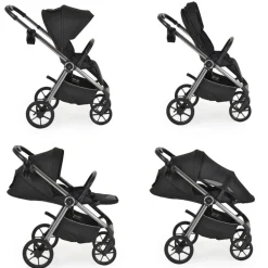 Cangaroo Kombikinderwagen Unique 3 in 1 Babyschale Stoßdämpfer PU-Räder Tasche schwarz