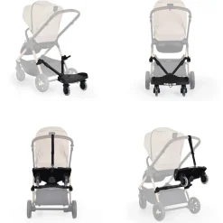 Cangaroo Trittbrett Follow me faltbar, universelle Montage, Kinderwagenaufsatz schwarz