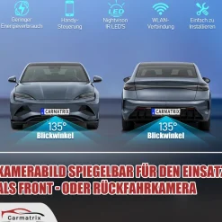 CARMATRIX Auto WLAN Rückfahrkamera KI Personenerkennung mit APP