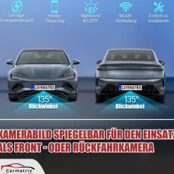 CARMATRIX Solar Auto WLAN Rückfahrkamera KI Personenerkennung