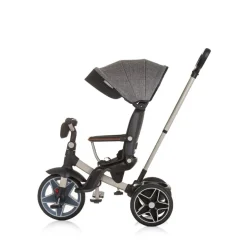 Chipolino Dreirad, Tricycle Derby 2 in 1 Musik, Licht, Korb, Schiebegriff, Gurt grau