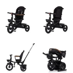 Chipolino Dreirad, Tricycle Urban Lenker mit Licht, klappbar, Sitz drehbar, Korb schwarz