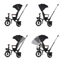 Chipolino Dreirad, Tricycle Urban Lenker mit Licht, klappbar, Sitz drehbar, Korb schwarz