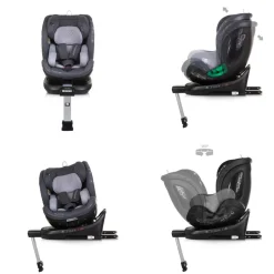 Chipolino i-Size Kindersitz Maximus (40 - 150 cm) Isofix Stützbein 360° drehbar grau