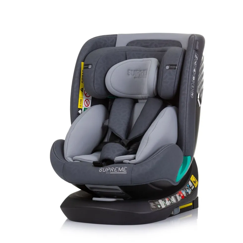 Chipolino i-Size Kindersitz Supreme (40-150 cm) verstellbar 360° drehbar Isofix grau