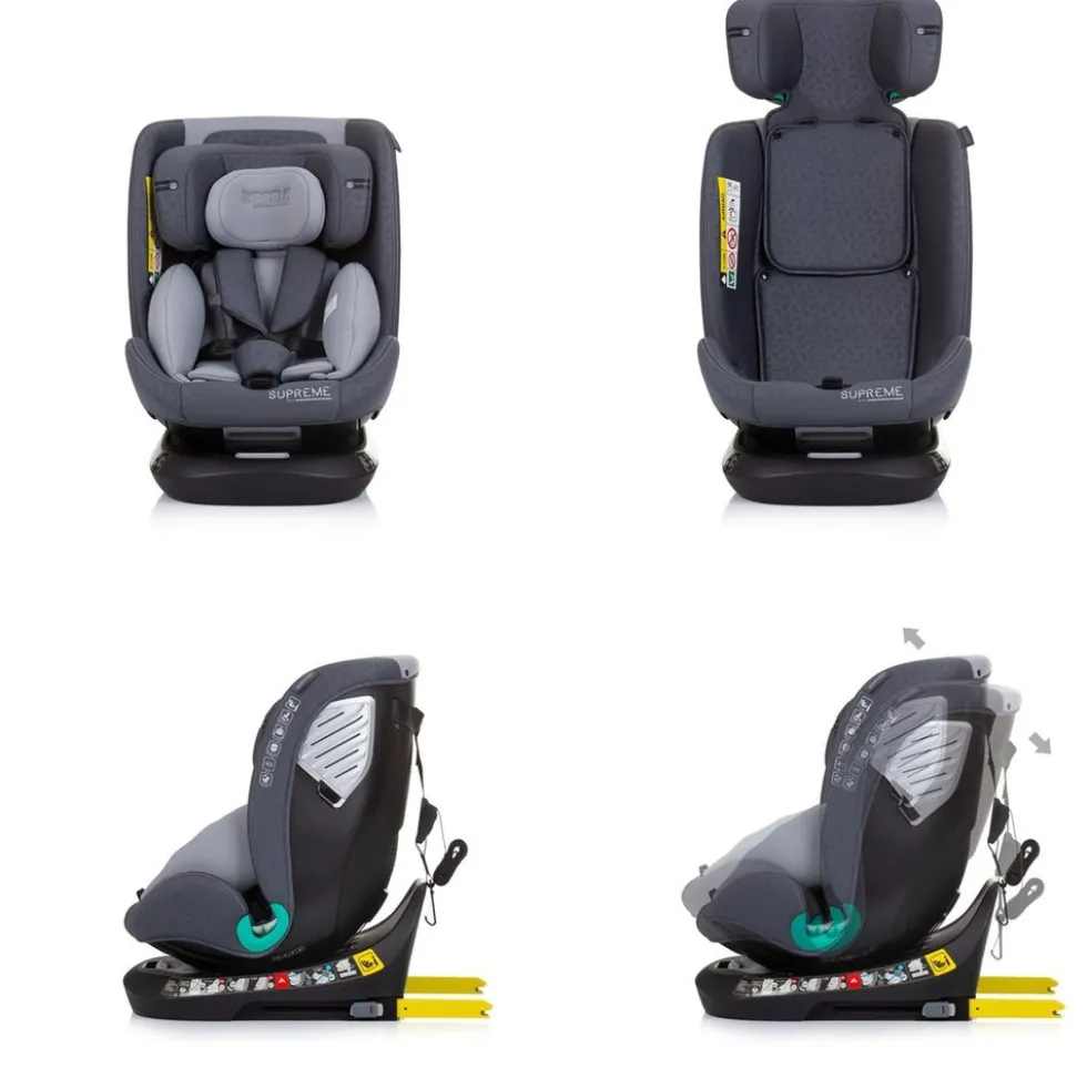 Chipolino i-Size Kindersitz Supreme (40-150 cm) verstellbar 360° drehbar Isofix grau
