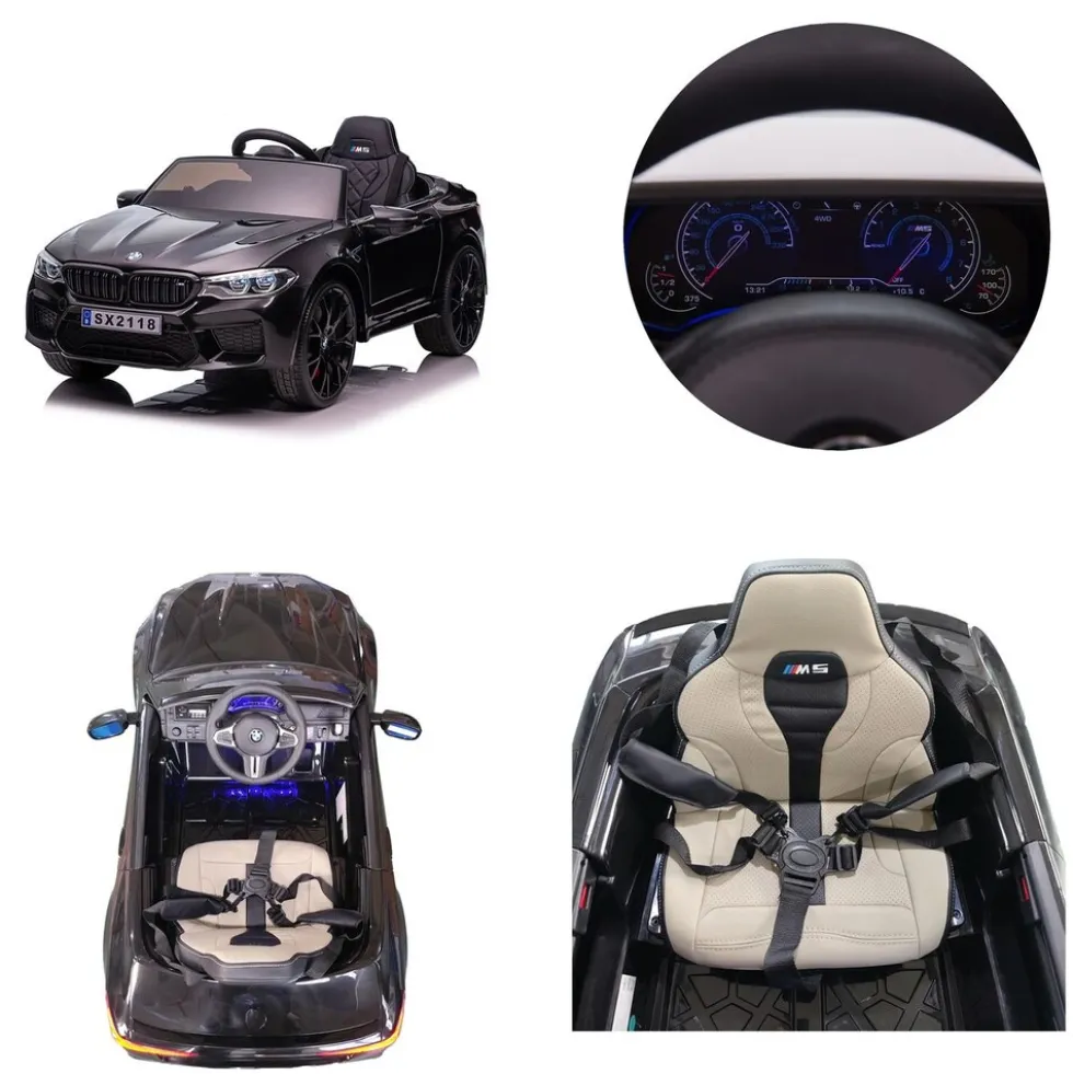 Chipolino Kinder Elektroauto BMW M5 Fernbedienung Musik Eva-Räder Bluetooth schwarz