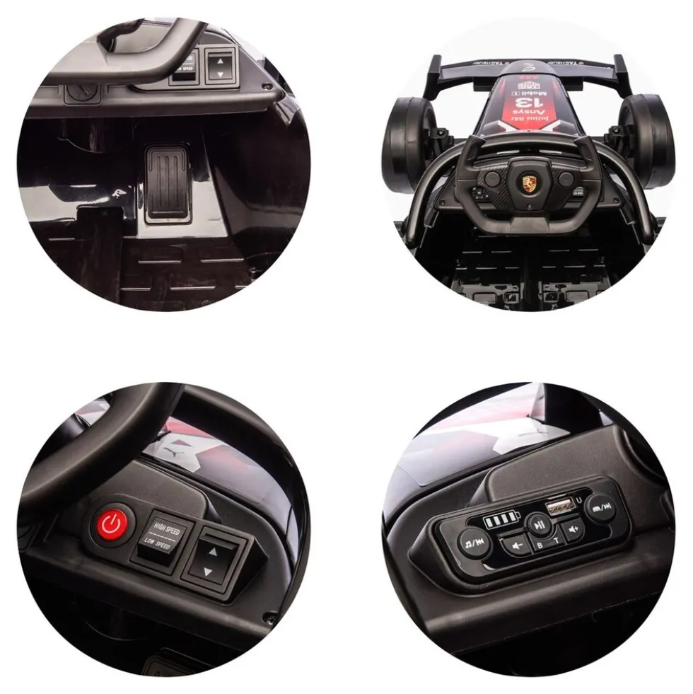 Chipolino Kinder Elektroauto Rennwagen Formel E Porsche Fernbedienung Hupe Musik schwarz