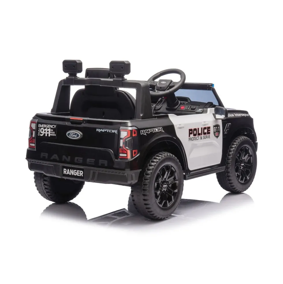 Chipolino Kinder Elektroauto Ford Police Bluetooth, Fernbedienung, Gurt, MP3 schwarz