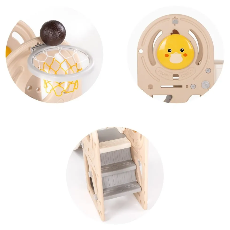 Chipolino Kinderrutsche Ente 170 cm Rutschlänge Basketballkorb Ball wetterfest beige