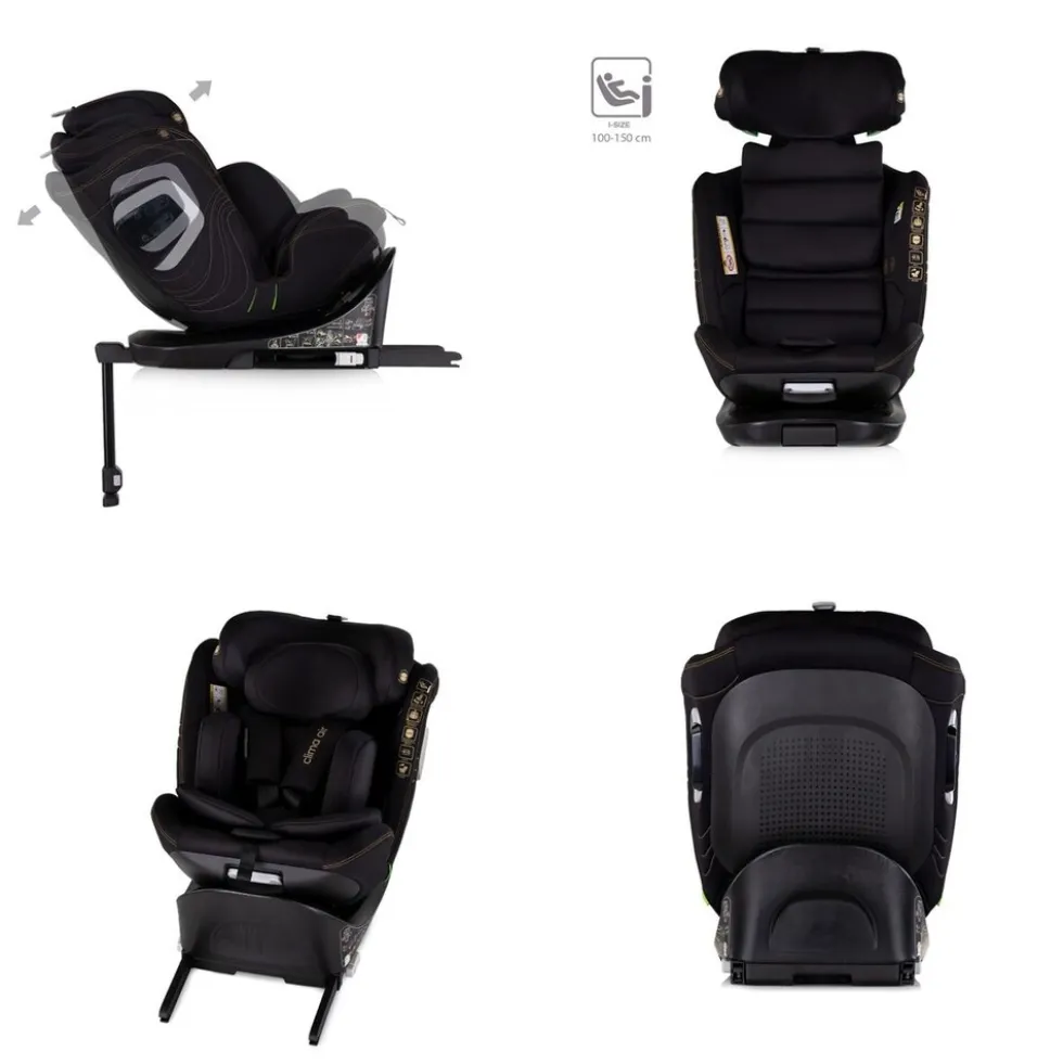 Chipolino Kindersitz Clima Air i-Size (40-150 cm) Isofix Lüftungs-Heizfunktion schwarz