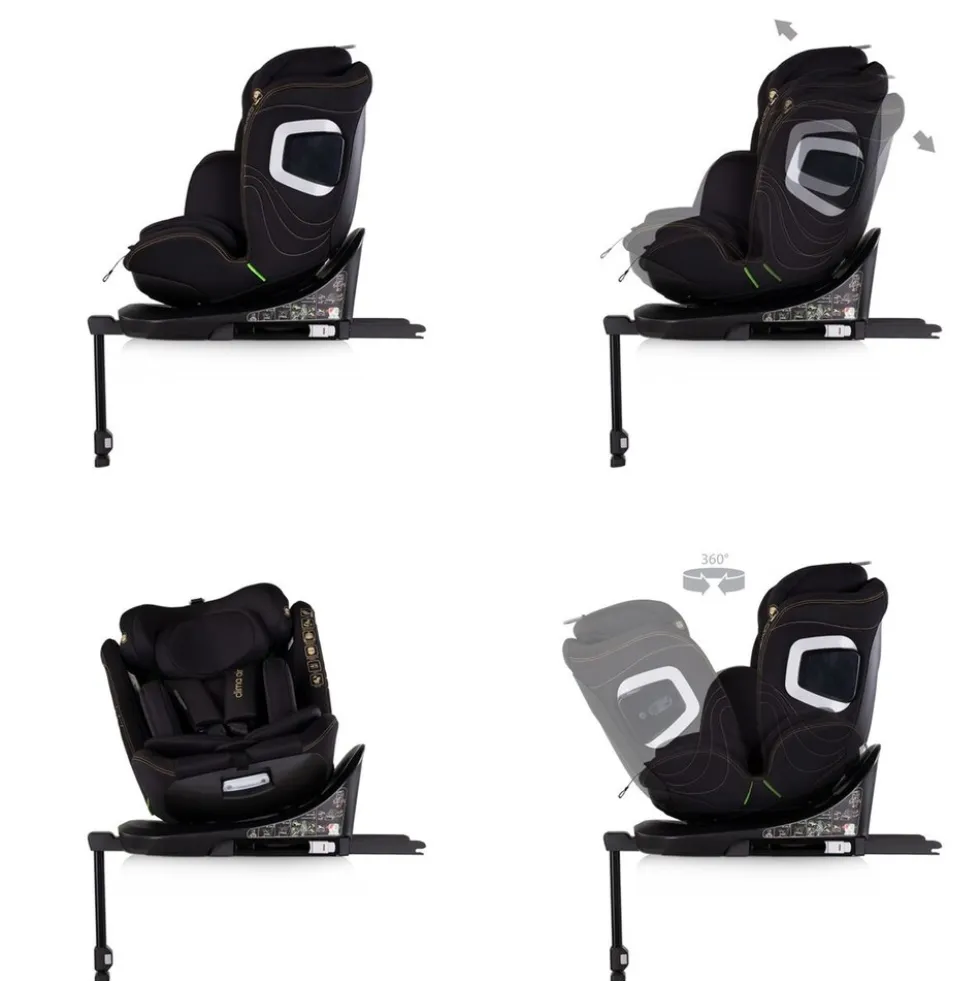 Chipolino Kindersitz Clima Air i-Size (40-150 cm) Isofix Lüftungs-Heizfunktion schwarz
