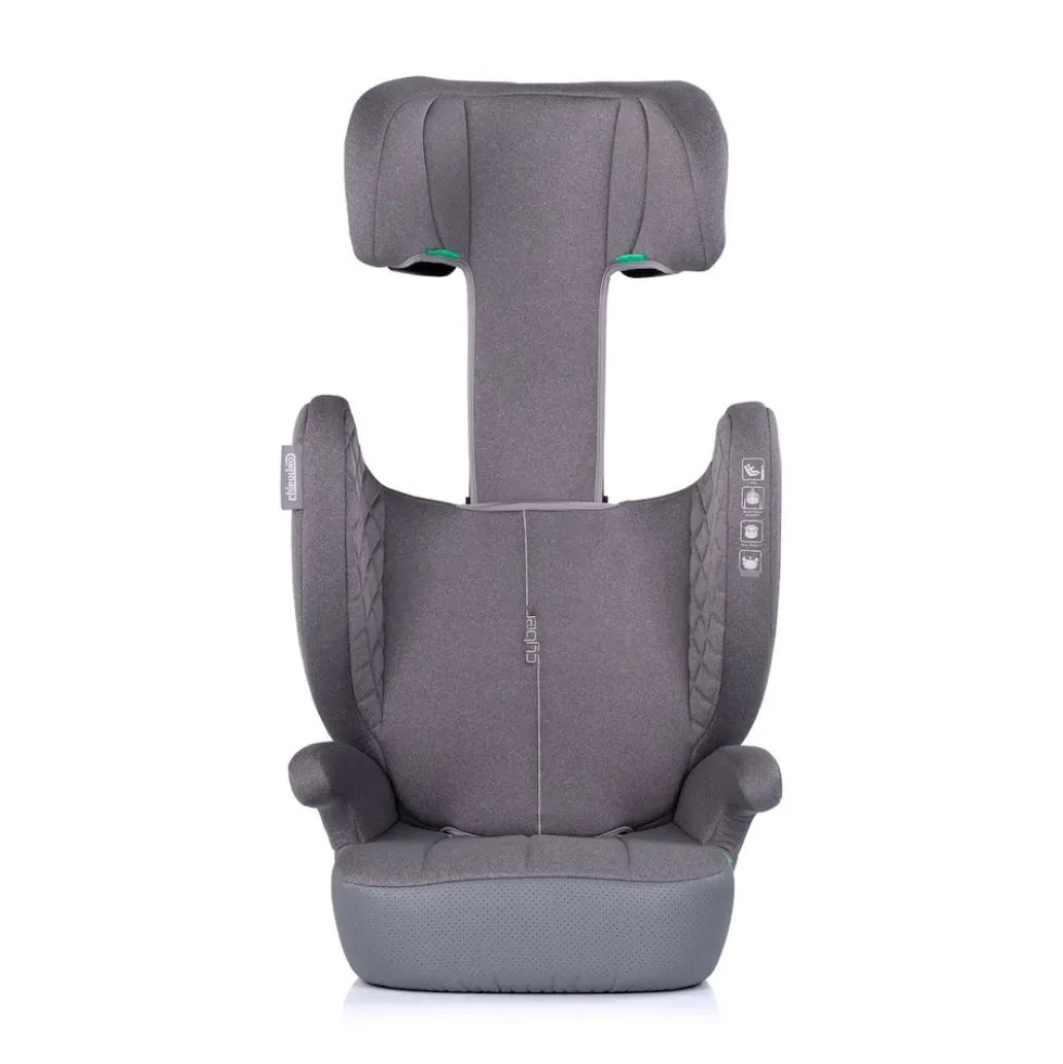 Chipolino Kindersitz Cyber i-Size (100-150cm) Sitzerhöhung, höhenverstellbar grau