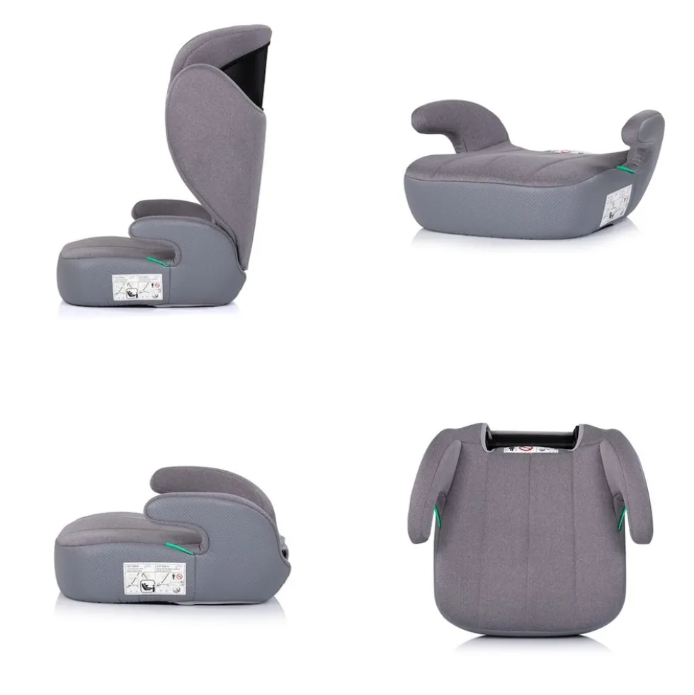 Chipolino Kindersitz Cyber i-Size (100-150cm) Sitzerhöhung, höhenverstellbar grau