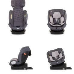Chipolino Kindersitz Volare i-Size (40-150cm) Isofix, drehbar, SPS, Top Tether grau