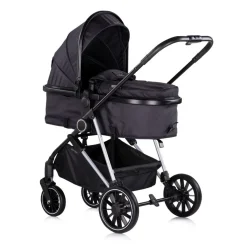 Chipolino Kinderwagen Aura 2 in 1 umbaubar Wickeltasche Sitz umkehrbar bis 22 kg schwarz gemustert