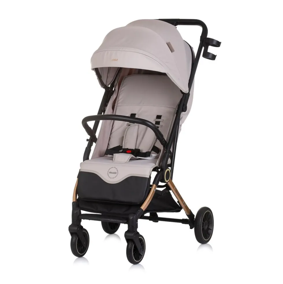 Chipolino Kinderwagen, Buggy Pixie zusammenklappbar Getränkehalter Korb 22 kg hellbraun