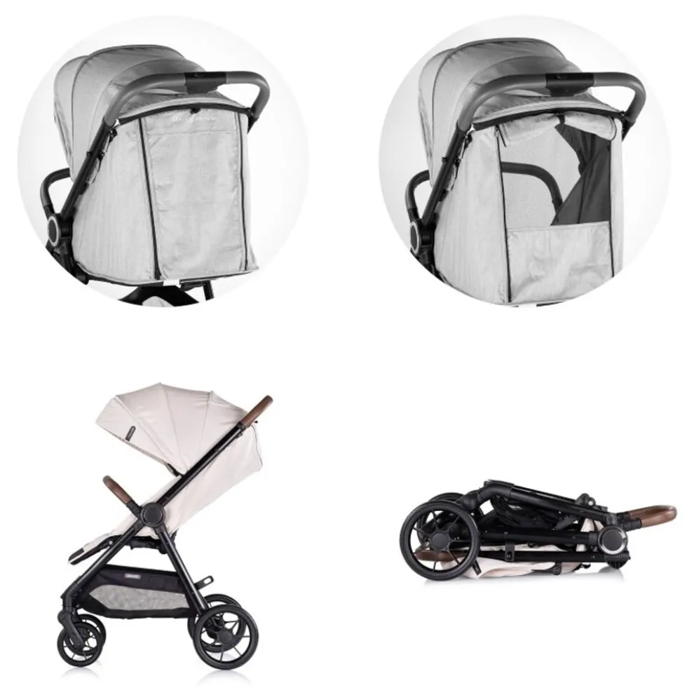 Chipolino Kinderwagen Ultera Buggy klappbar Korb Federung Hinterradbremse Gurt hellbraun