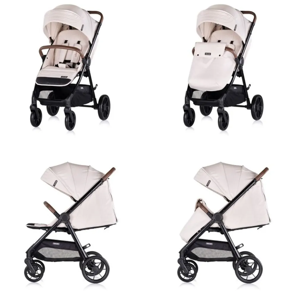 Chipolino Kinderwagen Ultera Buggy klappbar Korb Federung Hinterradbremse Gurt hellbraun
