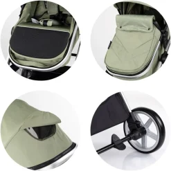 Chipolino Kombikinderwagen 2 in 1 Vista Wickeltasche, Fußabdeckung, Korb, Gurt grün