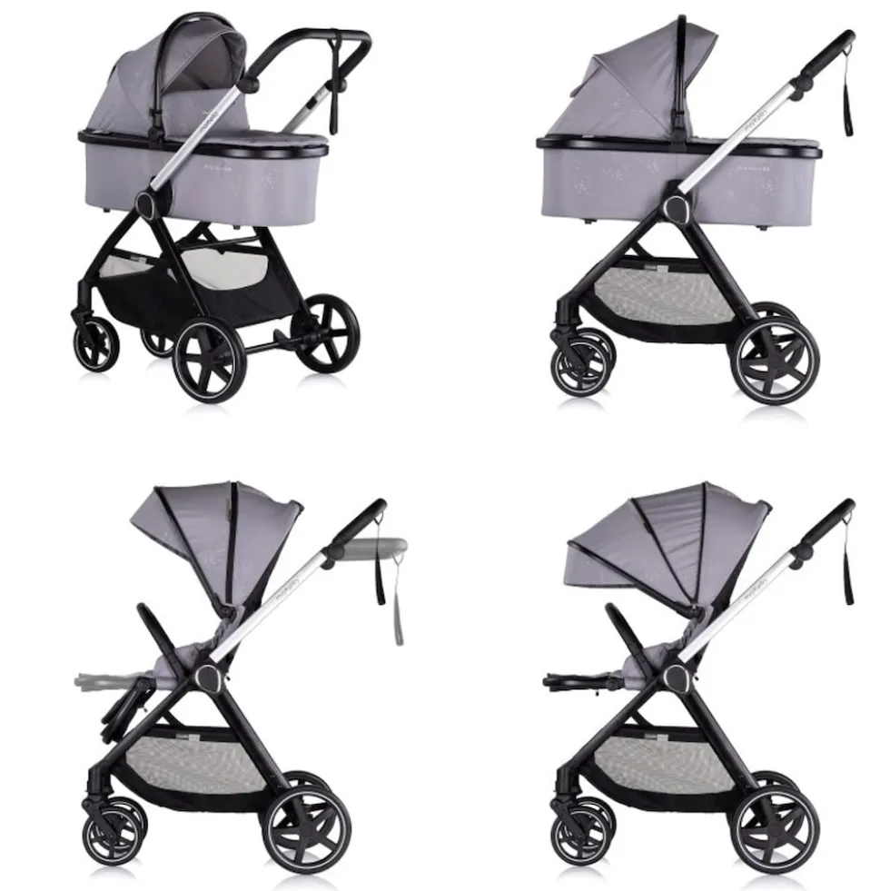 Chipolino Kombikinderwagen 3 in1 Marbella Fußabdeckung Einlage i-Size Babyschale grau