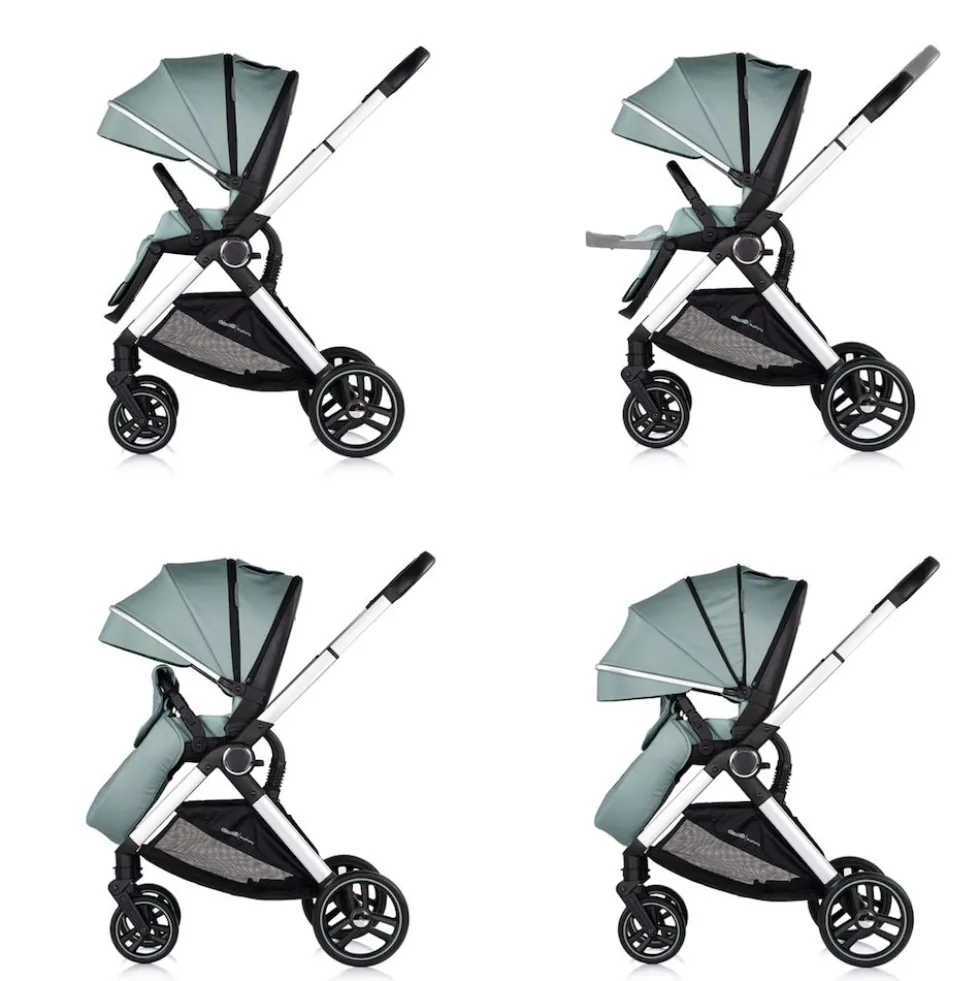 Chipolino Kombikinderwagen Euphoria 3in1 Sportsitz Babyschale umbaubar klappbar grün