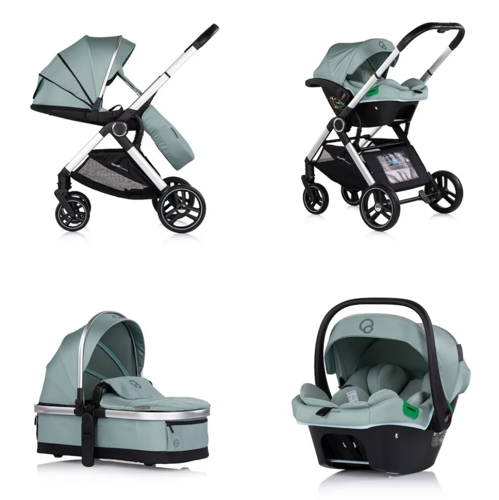 Chipolino Kombikinderwagen Euphoria 3in1 Sportsitz Babyschale umbaubar klappbar grün