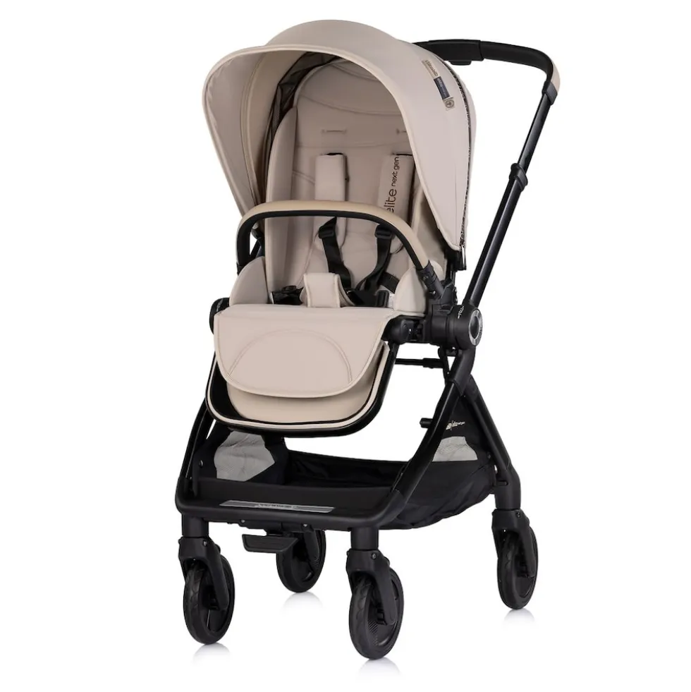 Chipolino Kombikinderwagen Elite 2 in 1 next GEN klappbar Fußsack Moskitonetz beige