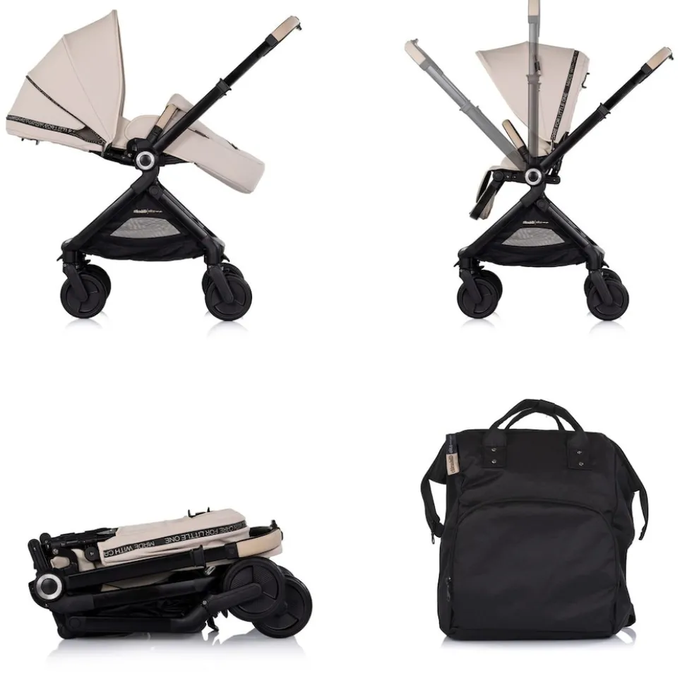 Chipolino Kombikinderwagen Elite 2 in 1 next GEN klappbar Fußsack Moskitonetz beige