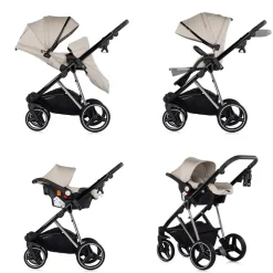 Chipolino Kombikinderwagen 3 in 1 Imperium Babyschale Babywanne Tasche Korb Gurt beige