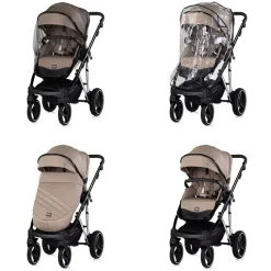 Chipolino Kombikinderwagen 3 in 1 Imperium Babyschale Babywanne Tasche Korb Gurt beige