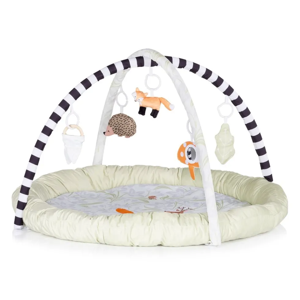 Chipolino Spielbogen, Krabbeldecke Wald, 5 abnehmbare Hängespielzeuge, ab Geburt beige