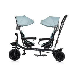 Chipolino Zwillingsdreirad Hip Hop, zwei Kinder, bis 40 kg, Sitze 360° drehbar hellblau
