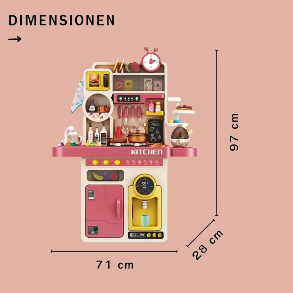 Coemo Kinderküche Tony Spielküche ROSA mit viel Zubehör