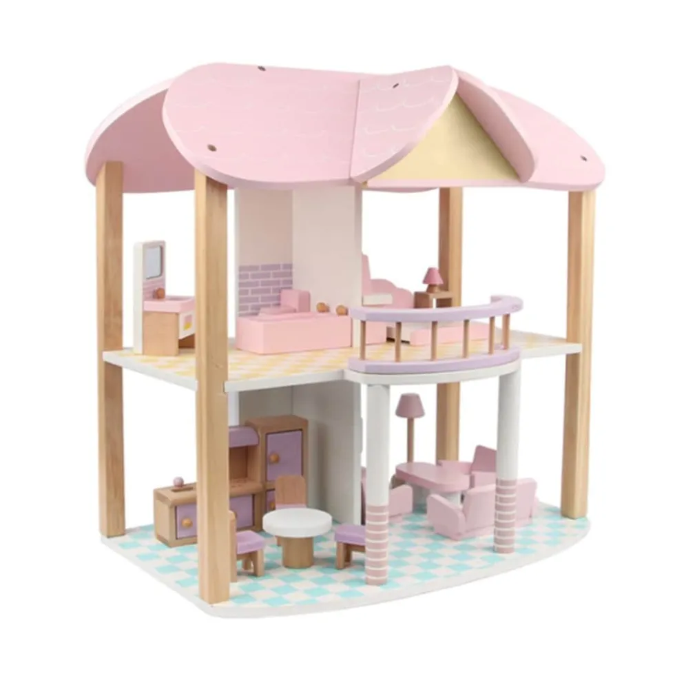 Coemo Puppenhaus Sandy möbliert Holz 2 Etagen