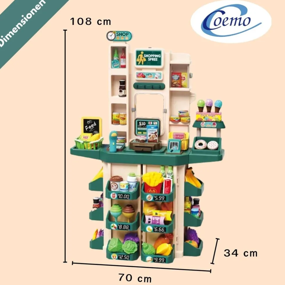 Coemo Supermarkt Florian Kaufladen TÜRKIS mit viel Zubehör