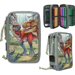 Depesche 3-Fach Federtasche BITE inkl. Stifte Dino World 20 x 13 x 7,5 cm