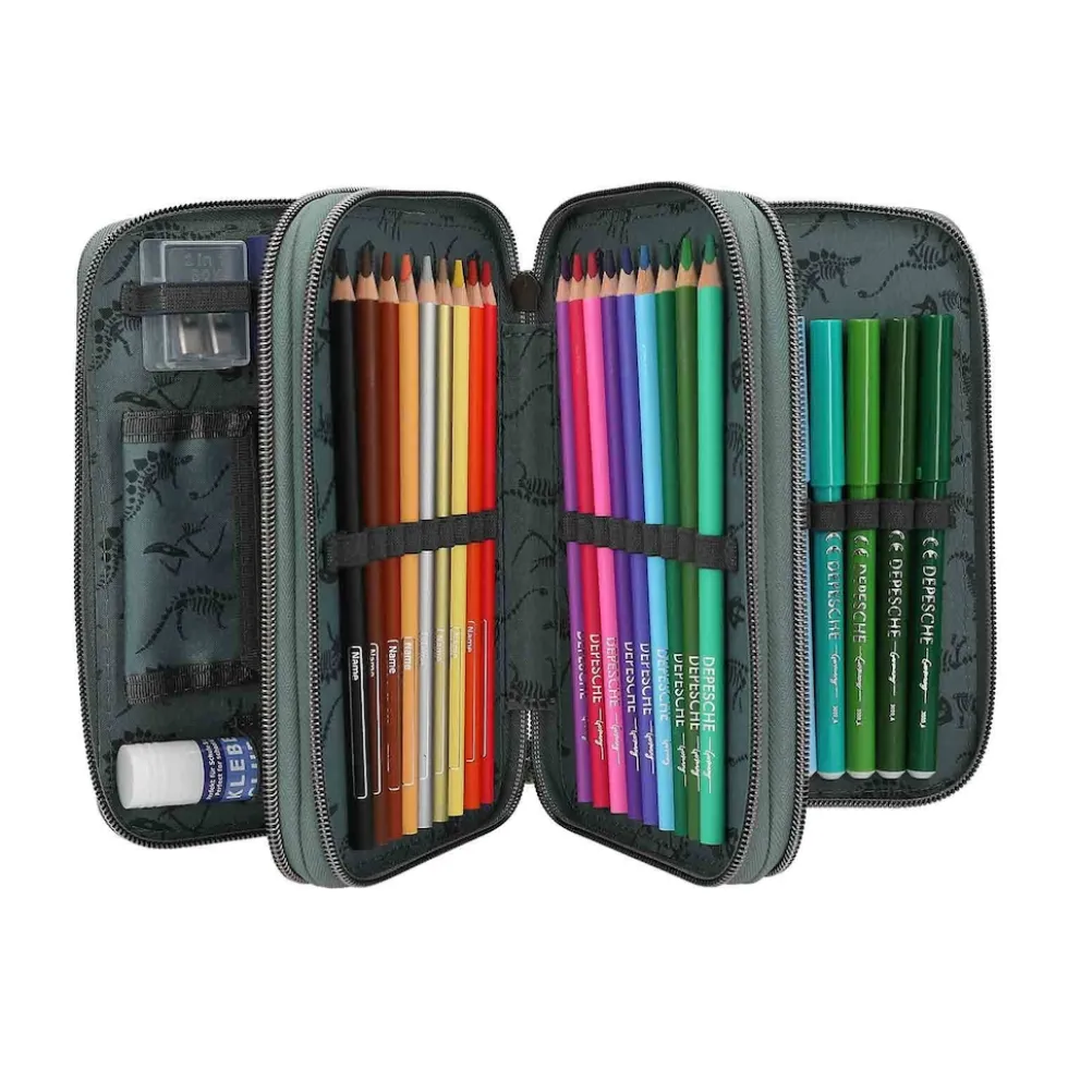 Depesche 3-Fach Federtasche BITE inkl. Stifte Dino World 20 x 13 x 7,5 cm