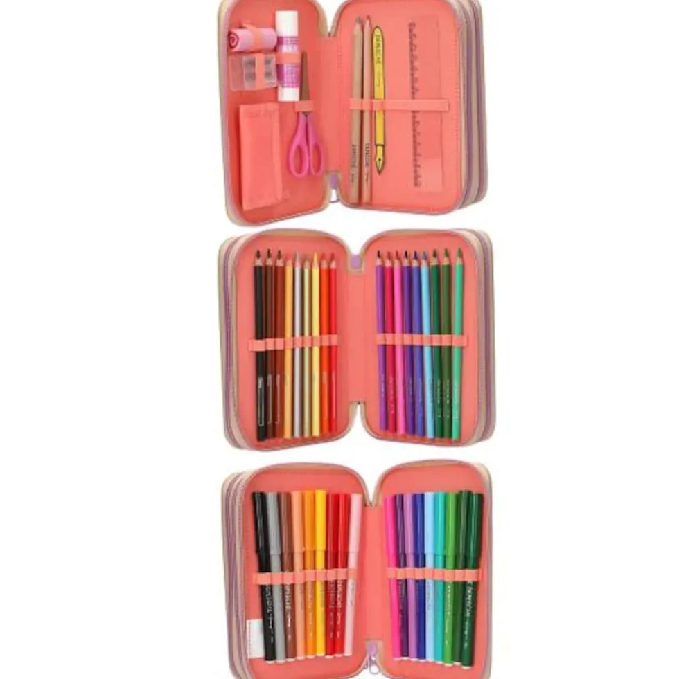 Depesche 3-Fach Federtasche GIRL POWER inkl. Stifte TOPModel 7,5 x 13 x 20 cm