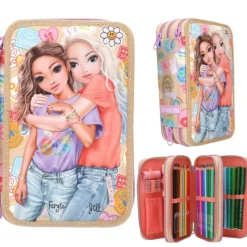 Depesche 3-Fach Federtasche GIRL POWER inkl. Stifte TOPModel 7,5 x 13 x 20 cm